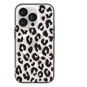 KATE SPADE Black Metallic Gold Leopard MagSafe iPhone 13 14 PRO MAX Hard Case